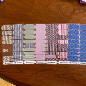 Six partial and one full Jamberry sheets: patterns